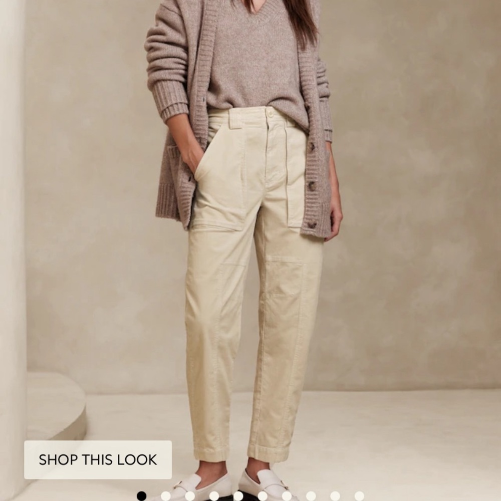 Banana Republic Corduroy Barrel Pants Cream